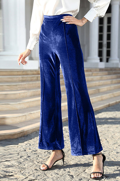 Pantalón elegante acampanado de cintura alta con diseño patchwork