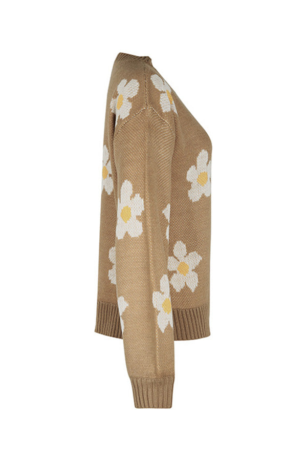 Jersey jacquard de flores de otoño e invierno