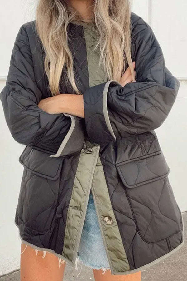 Chaqueta casual de algodón con bloques de color