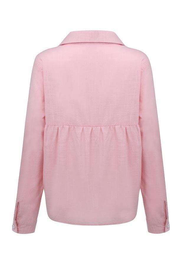 Blusa casual de botones con cuello camisero