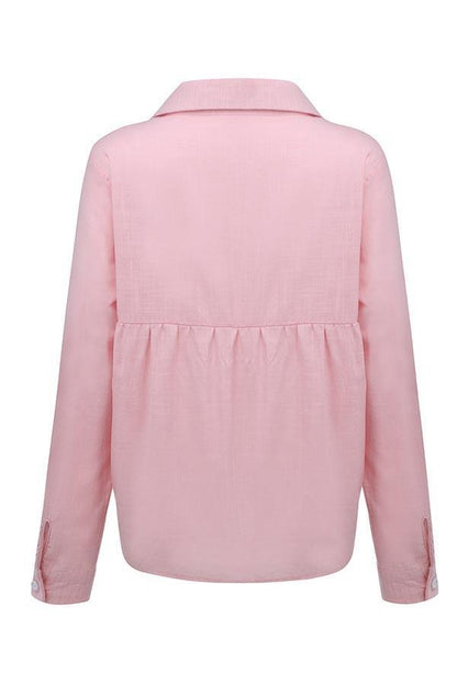 Blusa casual de botones con cuello camisero