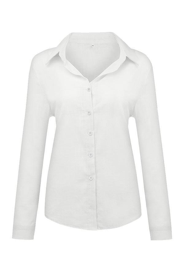Blusa casual de botones con cuello camisero