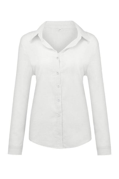 Blusa casual de botones con cuello camisero