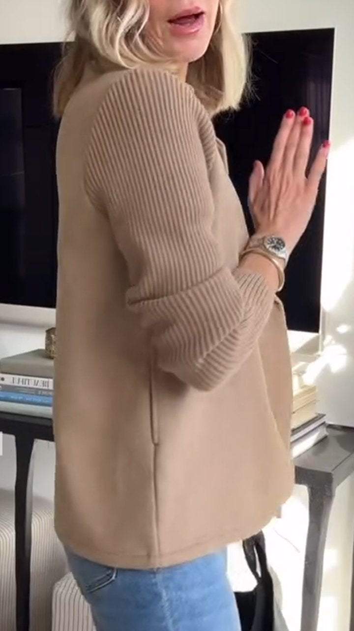 Amina™ Chaqueta casual con solapa y mangas de punto