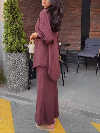 Conjunto de camisa con lazo y falda con cordón